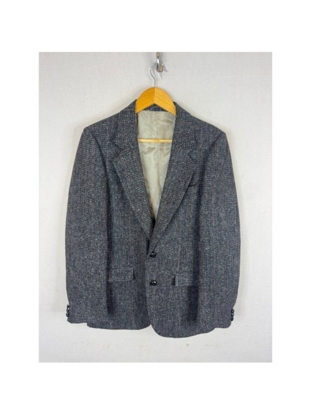 Harris Tweed Trioni Jack Fraser Gray Wool Blazer Sport Coat Men 38R Scotland